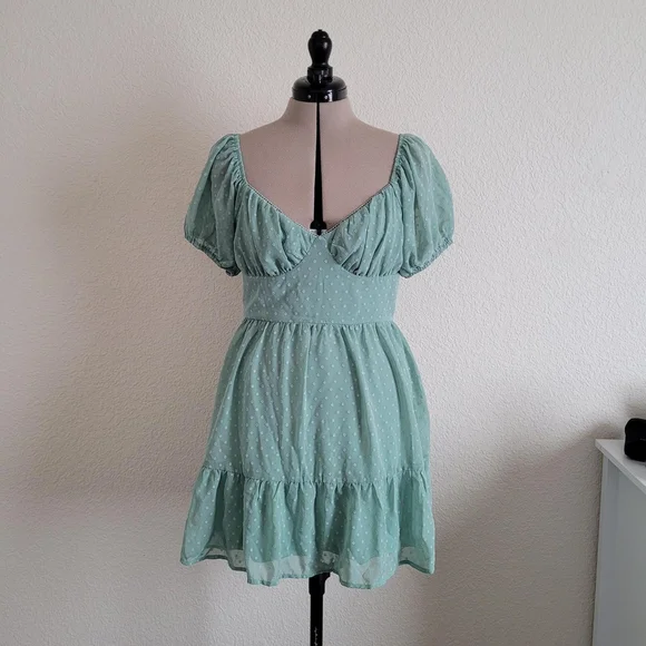 Soft Green Milkmaid Dress - Picture 2 of 7